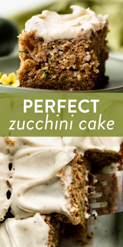 This easy zucchini cake comes together quickly. You'll love the cinnamon and brown sugar flavors paired with the soft and moist texture. #cake #zucchini #brownbutter #sweettreats Easy Zucchini Cake, Zucchini Baking Recipes Desserts, Zucchini Bread With Frosting, Zucchini Recipes Cake, Best Zucchini Cake Recipe, Healthy Zucchini Cake Recipes, Zucchini Bread Cheesecake, Zucchini Cake With Applesauce, Best Zucchini Dessert Recipes