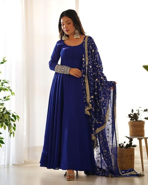 Blue Pakistani Dress, Royal Blue Anarkali, Blue Anarkali Dress, Party Wear Pakistani, Georgette Anarkali Suits, Blue Anarkali, Dress Georgette, Georgette Anarkali, Wedding Pakistani