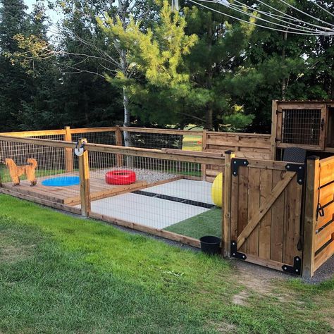 Koda, Oakley, Guinness, Riggs & Atlas | Little late, but here is our finished dog run that we built! Absolutely ideal for our pups cause our yard isn’t fenced in! They love their… | Instagram Big Dog Run Ideas Backyard, Dog Run With Dog House, Partial Fenced Backyard For Dog, Area For Dogs In Backyard, Backyard Dog Run Ideas Design, Fenced In Dog Area Yards, Backyard Area For Dogs, Dog Run Ideas Side Yard, Dog Pins Outside Ideas