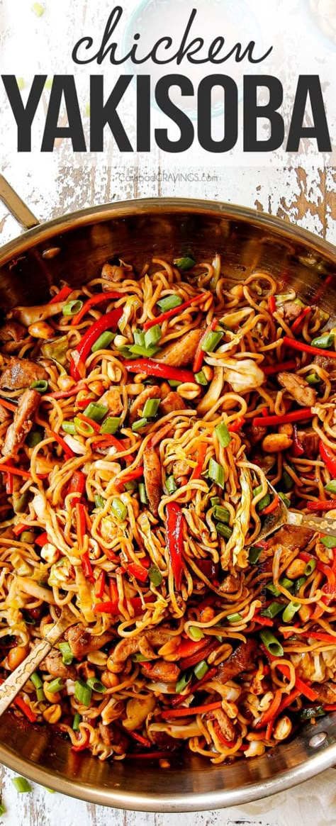 Chicken Yakisoba Recipe Easy, Yakisoba Recipe Chicken, Yakisoba Noodles Recipe, Yakisoba Recipe, Chicken Yakisoba, Yakisoba Noodles, Carlsbad Cravings, Cooked Vegetables, 30 Minute Meals