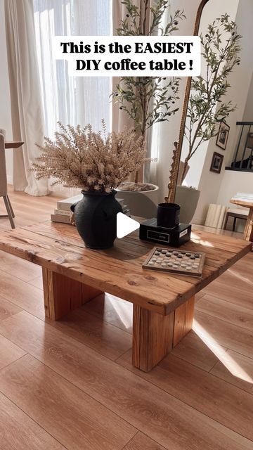 Home decor & easy DIY projects  | Jess on Instagram: "Easy DIY coffee table tutorial 🪚✨

You’ll need 

4 pieces of 2x8x10 wood 

Cut the top planks at 39 inches and legs at 16 Inches 

You’ll need 2 braces to secure the table together and 8 corner braces for the legs . 

I mixed 3 stains and used a stain wax to finish the table off 

This was seriously so easy to make! 

Share this with a friend who would love it ! 

.
.
#easydiy#homediyproject#homedecor#homedecorideas" Diy Mcm Coffee Table, Diy Round Coffee Table With Storage, Easy Diy Coffee Table, Wood Coffee Table Diy, Mcm Coffee Table, Diy Coffee Table Plans, Making A Table, Diy Table Legs, Home Decor Easy Diy