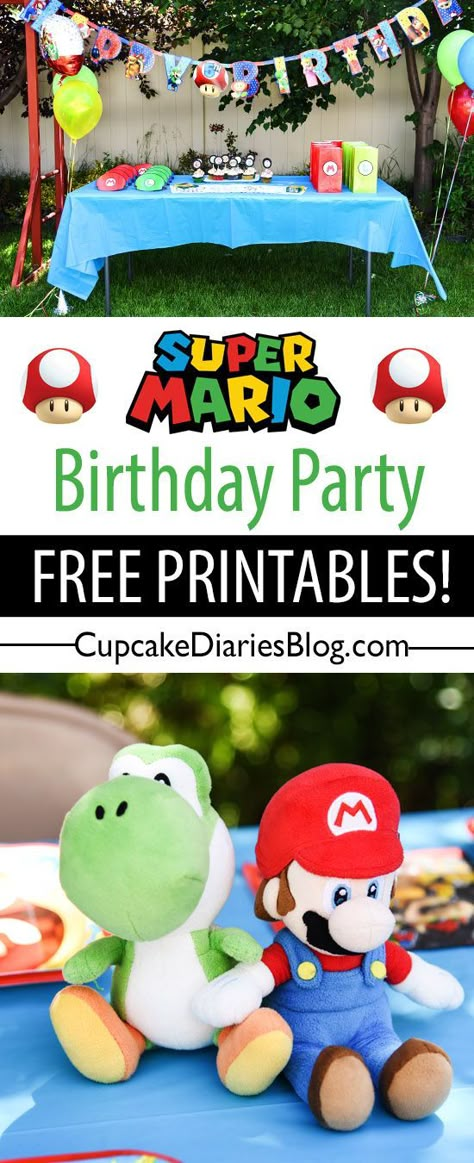 Super Mario Bros Birthday Party Free Printable, Mario Birthday Banner Free Printable, Super Mario Party Favor Ideas, Super Mario Birthday Banner Free Printable, Super Mario Birthday Printables Free, Mario Bros Printables Free, Mario Party Food Labels Free Printable, Mario Kart Printables, Cricut Mario Projects