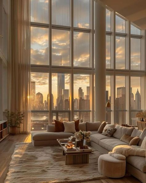 Appartement New York, Penthouse Aesthetic, Dream Penthouse, Penthouse In New York, Penthouse Living Room, Nyc Penthouse, Penthouse Living, New York Penthouse, Apartment View