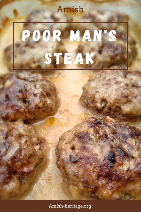 Amish Steak Burgers, Poor Man’s Hamburger Steaks, Poor Man’s Steak And Gravy, Canning Amish Poor Mans Steak, Amish Country Poor Man Hamburger Steak, Amish Hamburger Steak Bake Cooktop Cove, Amish Country Poor Man’s Hamburger Steaks, Poor Man’s Steak Recipe, Poor Man Steaks