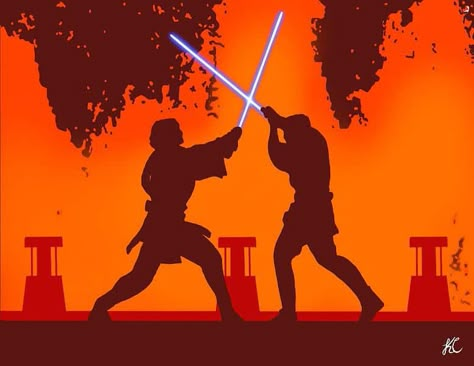 Anakin Vs Obi Wan Tattoo, Star Wars Silhouette Art, Anakin Skywalker Tattoo Ideas, Obi Wan Kenobi Fanart, Anakin Vs Obi Wan, Wallpaper For Watch, Star Wars Baby Room, Star Wars Kenobi, Star Wars Silhouette