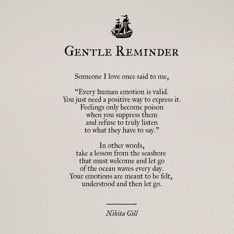 Nikita Gill on Instagram: “I have to keep this in mind every day because I have a habit of holding onto things that I should have let go ages ago. Negative emotions…” Nikita Gill, Talk A Lot, How To Express Feelings, Poetry Words, Poem Quotes, Literary Quotes, Negative Emotions, Deep Thought Quotes, Move On