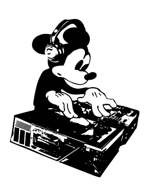 Mickey Mix Master Mickey Mouse Cool Art, Cartoon Dj Art, Dj T Shirts Design, Dj Graphic Design, Dj Art Design, Dj Inspiration, Dj Cartoon, Dj Illustration, Dj Painting