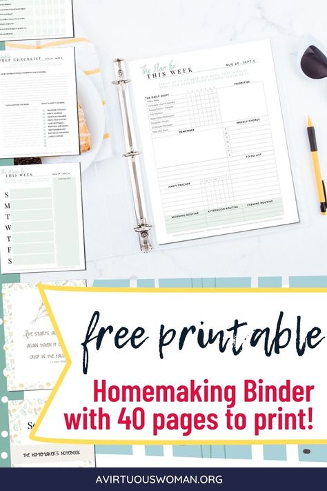 September 2021 Homemaker's Binder - Organize Your Household Family Binder Free Printables, Household Organization Binder, Life Binder Printables, 2023 Free Printable, Homemaking Binder, Free Notion Templates, Binder Printables Free, Home Organization Binders, Soap Bible Study