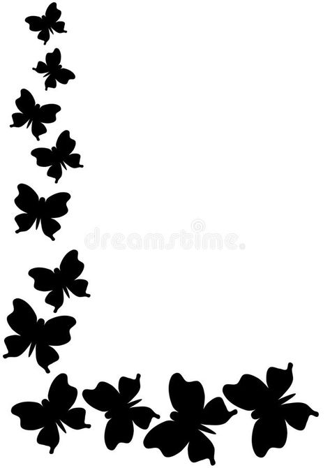 Monochrome butterflies border corner. Corner black and white frame border with flying butterflies vector illustration Butterfly Border Design, Butterflies Illustration, Physics Projects, Circle Border, Flying Butterflies, Raising Daughters, Page Borders Design, White Frames, Page Borders