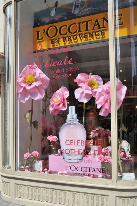 L'Occitane Mother's Day windows designed by sheridanandco Shop Window Stickers, Shop Front Signage, Interior Display, Store Window, Shop Window Design, L Occitane, Shop Window Displays, Display Design, Shop Interior Design