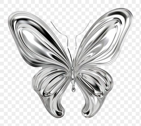 Chrome Png, Chrome Butterfly, Butterfly Png, Graphic Design Images, Overlays Instagram, Silver Wallpaper, Flower Icons, Silver Background, Creative Graphics