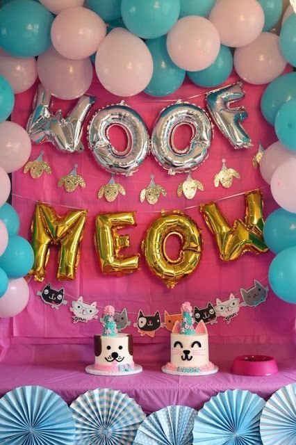 Kitten Birthday Party, Puppy Birthday Party, Dog Themed Parties, Kitten Party, Pet Party, Puppy Birthday Parties, Kitten Birthday, Cat Birthday Party, Puppy Birthday