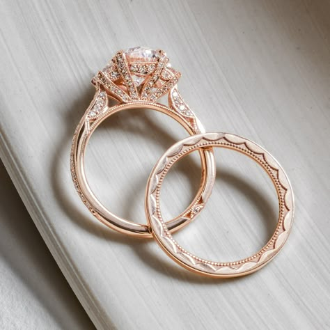 Marriage For One, خواتم خطوبة, Tacori Engagement Rings, Rose Gold Engagement Rings, Engagement Ring And Wedding Band, Engagement Ring Ideas, Wedding Rings Rose Gold, Jewelry Diamonds, Classic Engagement Rings