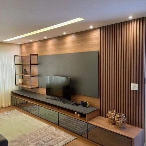 Tv Unit Design idea ✨️ #trendingreels #minimalist #homedecor #interiordecorating #livingroomdecor #livingroomdesigns #interiors #creative #reelitfeelit #tvunitdesigns #homedesignsdworld #interior #livingroomdesign #wallpanels #kapilsharmashow #interiordesign #luxury #interiordesigner #fypシ゚viral Tv Units In Living Room Modern, Sala Tv Moderna, Tv Grande, Luxury Tv Wall, Modern Tv Room, Modern Tv Unit Designs, Tv Wall Ideas, Tv Rack, Tv Unit Interior Design