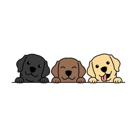 Three Dogs Drawing, Dog Art Easy, Animated Dog Drawing, Labrador Illustration Cartoon, Cute Dogs Cartoon, Cute Puppy Illustration, Puppy Illustration Cute, Cute Dogs Illustration, Simple Dog Art