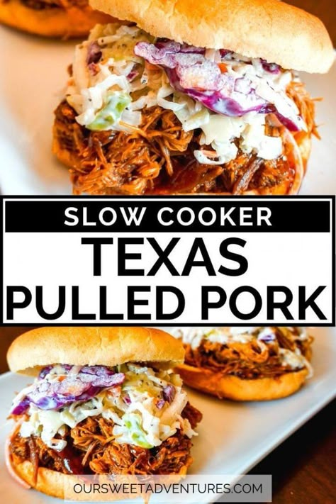 Slow Cooker Texas Pulled Pork, Texas Pulled Pork, Crock Pot Pulled Pork, Pork Crockpot, Crock Pot Pulled Pork Recipe, Pork Crockpot Recipes, Pulled Pork Sandwiches, Pulled Pork Recipe, Crockpot Pulled Pork