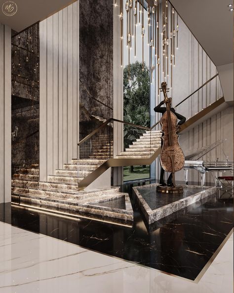 Step into a world of elegance with this entryway designed by @mai_saad_designs. The luxurious staircase and meticulous attention to detail create an inviting yet grandiose space. Follow @luxxumoderndesignliving for more daily inspirations! #lifestylebyluxxu #entrywaydesign #luxuryliving #covethouse #interiordesign #homedecor #luxuryhomes #designinspiration #luxurylifestyle #luxurylistings #luxuryliving #luxuryrealestate #luxuryrealtor #millionaire #milliondollarlisting #modernhome #mansion ... Luxurious Staircase, Luxury Houses Entrance, Luxury Stairs, Foyer Ideas Entryway, Staircase Interior Design, Luxury Staircase, Staircase Designs, Entryway Modern, Staircase Design Modern