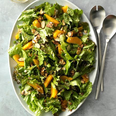 Tangerine Tossed Salad Winter Salad Ideas, Vegan Salad Ideas, Friend Dinner, Air Fryer Egg Rolls, Garden Salads, Almond Pastry, Tabbouleh Salad, Starch Solution, Taste Of Home Recipes