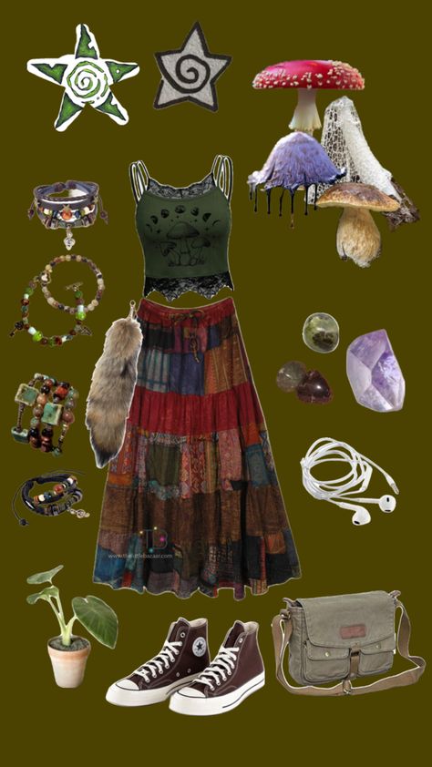 Forager Outfit, Forestcore Outfit, Vintage Boho Bedroom, Goblincore Clothes, Forestcore Aesthetic, Goblincore Outfits, Forest Core, Fairy Grunge, Grunge Outfits