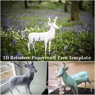 3d Paper Reindeer, 3d Reindeer Template, Free 3d Papercraft Templates, Box Animals, 3d Silhouette, Papercraft Templates Printables, 3d Reindeer, 3d Templates, Bunny Room