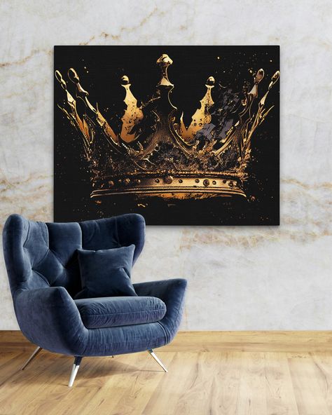 Who's the king of your castle? 👑 Crown your walls with regal art from our King and Queen Collection. Click to rule your decor! ➡️ https://luxurywallart.com/collections/crown-paintings ⬅️ . . . . . #crownpaintings #gothiccrown #heartcrown #royalart #homedecor King And Queen Canvas Painting, Diamond House, Crown Painting, Abstract Artwork Painting, Gothic Crown, House Styling, Luxury Wall Art, West Home, Metal Crown