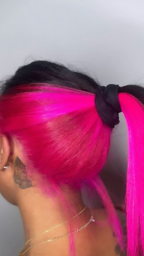 Dyed Hair Ideas, Hair Stripes, Pink And Black Hair, Color For Black Hair, Skunk Stripe, Pink Hair Dye, Peekaboo Hair, Edges Hair, Dyed Hair Inspiration