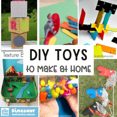 With some creative thinking and some household items, you can easily make fun DIY homemade toys for kids. Toys To Make For Boys, Make Toys From Recycled Materials, Homemade Toys For Toddlers, Homemade Toys For Kids, Toys To Make For Kids, Diy Educational Toys For Toddlers, Handmade Toys For Kids, Homemade Kids Toys, Diy Toys For Kids