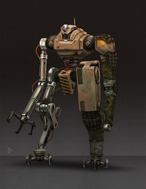 ArtStation - Obsolete Robot, David Bonilla Junk Bots Robots, Junk Robot Concept Art, Robot Fantasy Art, Scrap Robot, Robot Mechanics, Art Stores, Military Robot, Robot Designs, Battle Robots