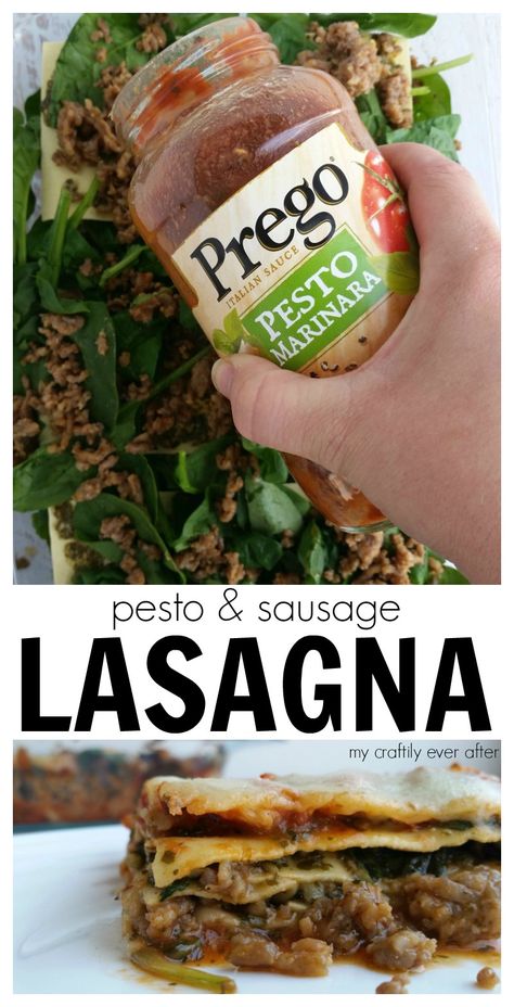 Pesto Sausage Lasagna, Pesto And Sausage Lasagna, Pesto Sausage, Prego Sauce, Pesto Lasagna, Recipes Low Calorie, Sausage Lasagna, Tour Of Italy, Pasta Ideas