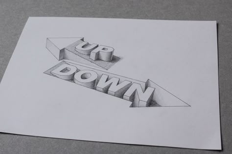 3D Type - Up/Down | Flickr - Photo Sharing! Lex Wilson, 3d Illusion Drawing, 3d Tipografi, 3d Calligraphy, Typography Drawing, Tipografi 3d, Nottingham Uk, Illusion Drawings, 3d Type