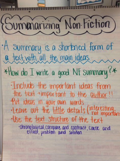 Summarize Informational Text, Summary Nonfiction, Summarizing Anchor Chart, Nonfiction Anchor Chart, French Restaurant Menu, Summarizing Nonfiction, Story Summary, English Comprehension, Persuasive Speech