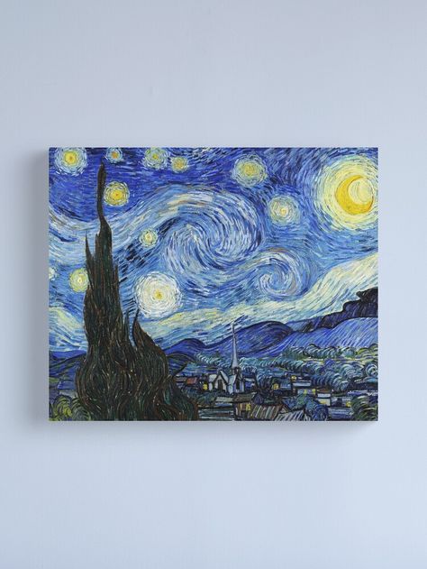 "Starry Night Vincent Van Gogh" Canvas Print by ind3finite | Redbubble Van Gogh Famous Paintings, Gogh The Starry Night, Starry Night Art, Starry Night Painting, Vincent Van Gogh Paintings, The Starry Night, Van Gogh Paintings, Henri Rousseau, Starry Night Van Gogh