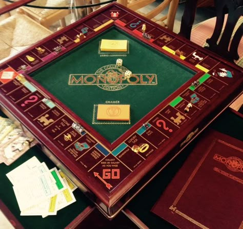 Wood Monopoly Board, Monopoly Table, Board Game Diy, Cinema Bar, Coronation Crown, Bedroom Gaming Room, Apocalypse Survival Gear, Real Estate Portfolio, Royal Dog