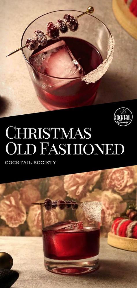 An Old Fashioned cocktail is a fantastic sip, and this Rye-based Christmas Old Fashioned is a perfect cocktail for the festive season. A mix of Rye Whiskey, homemade cranberry syrup, and cocktail bitters. #Christmascocktail #cranberrycocktail #ChristmasDrink #CocktailRecipe #Whiskey #WhiskeyCocktail #FestiveCocktail Christmas Old Fashioned, Bourbon Drinks Recipes, Cranberry Syrup, Cocktail Drinks Alcoholic, Whisky Cocktails, Bourbon Drinks, Cocktail Bitters, Boozy Drinks, Winter Cocktails