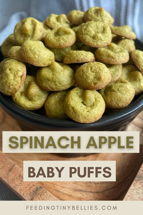 Spinach apple baby puffs Homemade Baby Snacks, Recovery Recipes, Easy Baby Food, Weaning Foods, Baby Puffs, Blw Recipes, Led Weaning Recipes, Healthy Toddler Snacks, Easy Baby Food Recipes