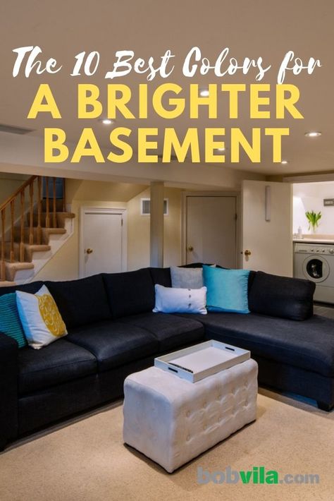 10 Basement Paint Colors - Bob Vila Basement Wall Colors Paint, Best Paint Colors For Basement Walls, Finished Basement Wall Colors, Paint Colors For Basement Family Room, Basement Floor Colors, Basement Family Room Paint Colors, Paint Colors For Basement Walls, Basement Color Schemes, Basement Wall Colors