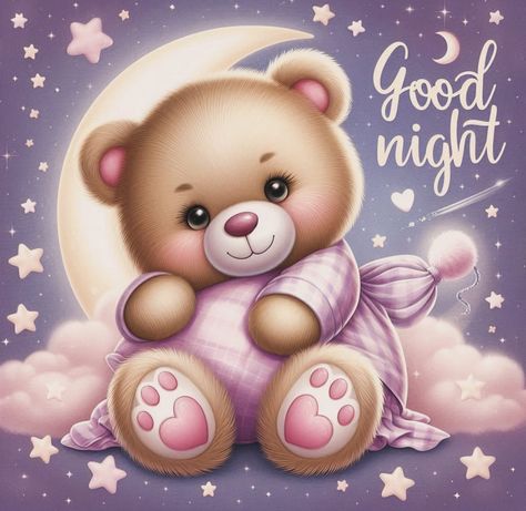 Good Night my dear friends🩷 Good Night Bear, Good Night Gifs, Good Night My Dear, Sweet Dreams Messages, Good Night Teddy Bear, Pony Wallpaper, Beautiful Good Night Quotes, Good Night Funny, Teddy Bear Images