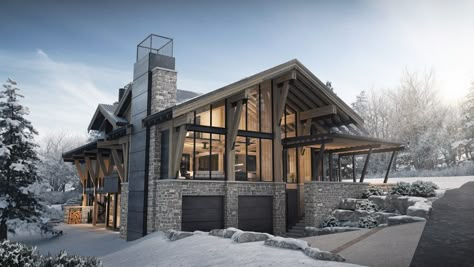 Ski Chalet Exterior, Green Home Ideas, Chalet Exterior, Modern Ski Chalet, Modern Wood House, Dean Thomas, Modern Mountain House, Cabin Modern, Chalet Design