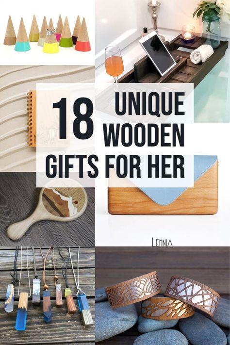 A collection of the most awesome unique wooden gifts for her!  These cute wooden gifts are the perfect way to celebrate any occasion! Handmade Wooden Gifts Not On The High Street, Cute Wooden Gifts, Unique Wooden Gifts, Woodworking Gifts For Wife, Homemade Wood Gifts For Women, Woodworking Gifts For Her, Wooden Diy Gifts, Diy Wood Gifts For Girlfriend, Diy Wood Gifts For Wife