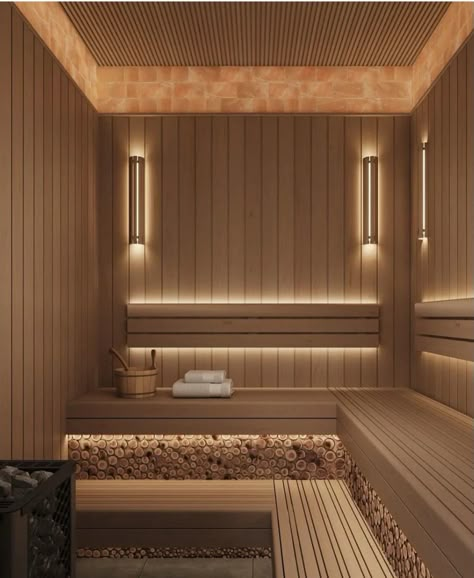 Modern Saunas, Sauna Lights, Resort Interior Design, Home Spa Room, Sauna House, Spa Lighting, Steam Sauna, Sauna Design, Spa Sauna