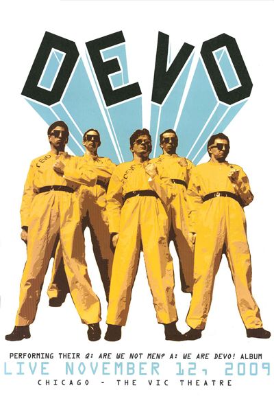 Devo (2009) Concert Poster - Chicago The Vic Theatre Devo Band, Blondie Concert, Concert Tour Poster, Mark Mothersbaugh, Rock Wall Art, Rock Videos, Mid Century Illustration, 80's Music, Tour Poster