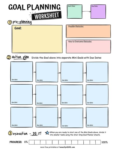 A free printable ADHD Goal Setting worksheet. Life Audit Worksheet Free, Goals Worksheet Printables Free, Goal Planning Worksheet Free Printable, Goal Setting Planner, Goal Worksheet, Setting Goals Worksheet, 5 Year Plan Template, Goal Template, Goal Worksheet Printables