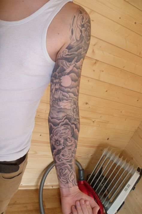 Cloud tattoos Cloud Tattoos, Cloud Tattoo Sleeve, Cloud Tattoo Design, Tattoo Sleeve Filler, Outer Forearm Tattoo, Tattoo Background, Full Arm Tattoos, Tattoo Inspiration Men, Forearm Sleeve Tattoos