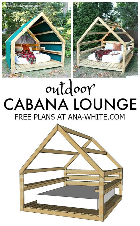 Diy Outdoor Cabana, Cabana Lounge, Outdoor Cabana, Backyard Retreat, Free Plans, Backyard Projects, Backyard Fun, Shed Plans, Free Plan