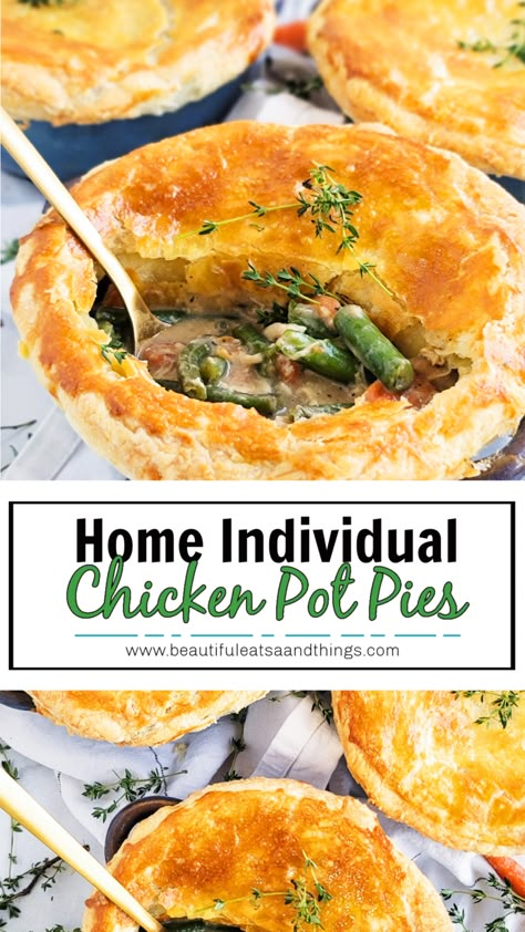 Savory Pie Recipe, Individual Chicken Pot Pies, Pot Pie Recipes, Mini Chicken Pot Pies, Homemade Chicken Pot Pie, Pot Pie Filling, Chicken Pot Pies, Pie Maker, Pies Recipes