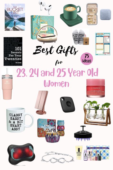 Looking for the perfect gifts for women in her 20s! 🎁✨ Explore our curated list of the best gift ideas for 23, 24, and 25-year-old women. From chic fashion finds to fascinating books to the relaxation gifts, make her special occasion or Christmas unforgettable. Celebrate her journey into adulthood with the perfect presents! 💃🛍️ #GiftsForHer #20sGiftIdeas #YoungAdults" 20 Th Birthday Gift Ideas, Gifts For Women In 20s, Birthday Gifts For 26 Year Old Woman, Gifts For 33 Year Old Women, Young Adult Birthday Gifts, 25 Gifts For 25th Birthday For Women, 20 Year Old Girl Birthday Gift Ideas, Small Birthday Present Ideas, 26th Birthday Gift Ideas For Her