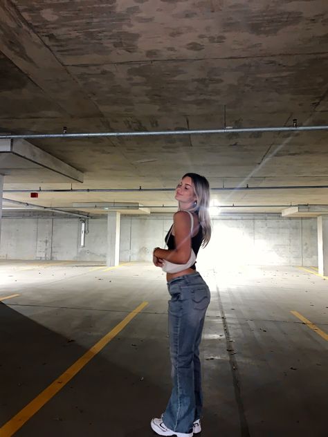 Insta Garage Pics, Car Garage Instagram Pics, Parking Garage Fits, Baddie Standing Poses, Instagram Pose Ideas Parking Garage, Pictures In Parking Garage, Garage Aesthetic Pictures, Insta Poses Parking Garage, Garage Poses Instagram