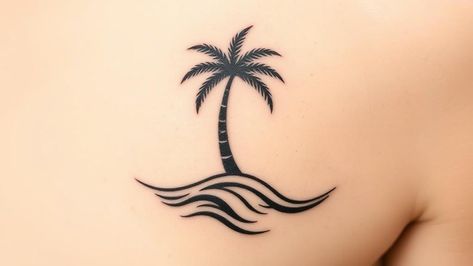 15 Palm Tree Minimal Tattoos for Tropical Vibes Flamingo Palm Tree Tattoo, Palm Tree Symbolism, Palm Tree Tattoos, Tropical Tattoo, Minimal Tattoos, Tree Tattoos, Monochrome Color Palette, Palm Tattoos, Leaf Outline