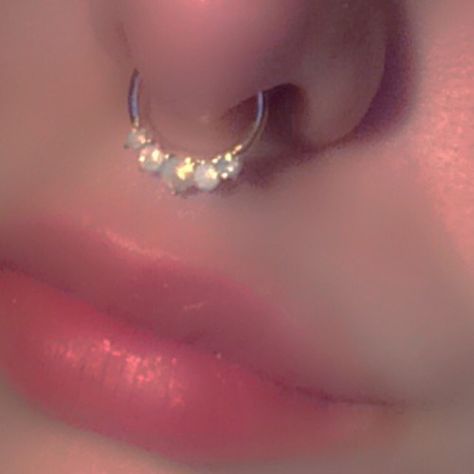 Septum Piercing Aesthetic, Body Peircings, Cute Septum Rings, Piercing Aesthetic, Septum Nose Piercing, Peach Lip Gloss, Septum Piercing Jewelry, Septum Jewelry, Piercing Ideas