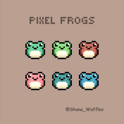 Pixel Fish Art, Cute Pixel Art Aesthetic, Frog Pixel Art, Pixel Frog, Minimalist Pixel Art, Animal Pixel Art, Small Pixel Art, Hama Art, Pixel Art Landscape